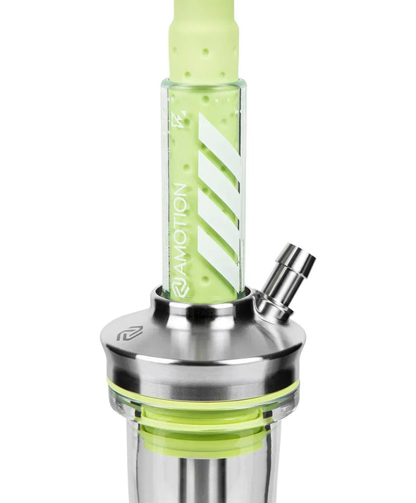 Close-up of the Amotion FUTR Lime Hookah neck, showcasing premium craftsmanship and lime soft-touch finish.