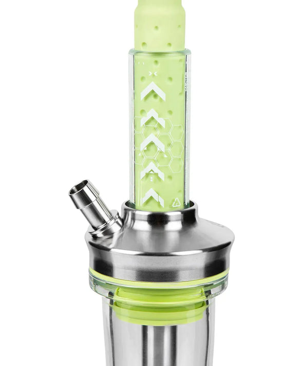 Detailed view of the Amotion FUTR Lime Hookah neck, featuring intricate patterns and high-quality materials.