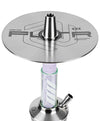 Top view of the Amotion FUTR Mauve Hookah plate with laser-engraved design and stainless steel finish.