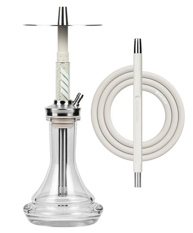 Amotion FUTR Stone Hookah with soft-touch finish, including color-coordinated hose and clear glass vase.