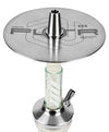 Top view of the Amotion FUTR Stone Hookah plate with laser-engraved design and stainless steel finish.