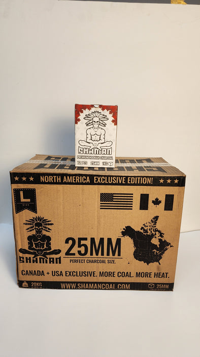 Shaman Premium Coconut Charcoal L 25MM 1KG Master Case - 20 Packs in a Box