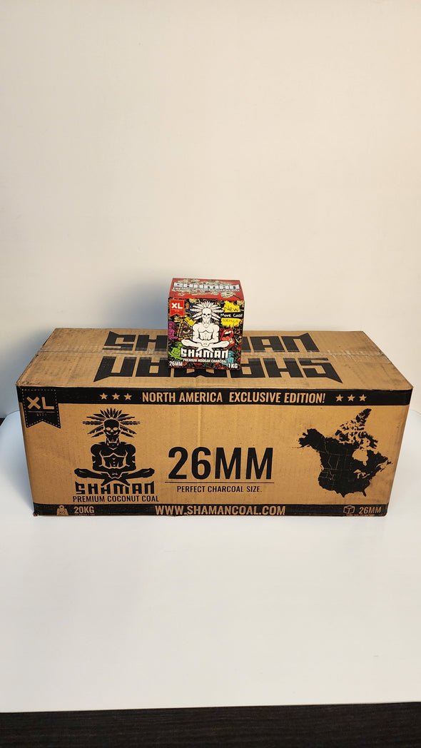 Shaman Premium Coconut Charcoal XL 26MM 1KG Master Case - 20 Packs in a Box