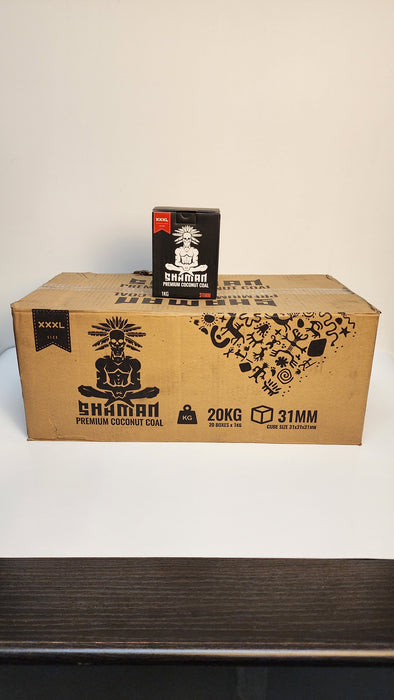 Shaman Premium Coconut Charcoal XXXL 31MM 1KG Master Case - 20 Packs in a Box